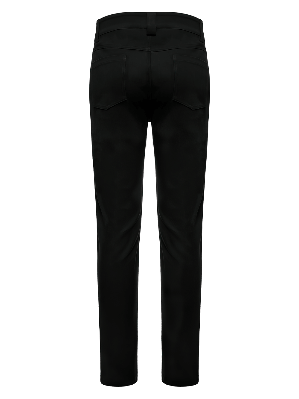 Men's Gothic High Waist Trousers with Snap Buttons, black stretch denim pants with slim straight legs and dual back pockets