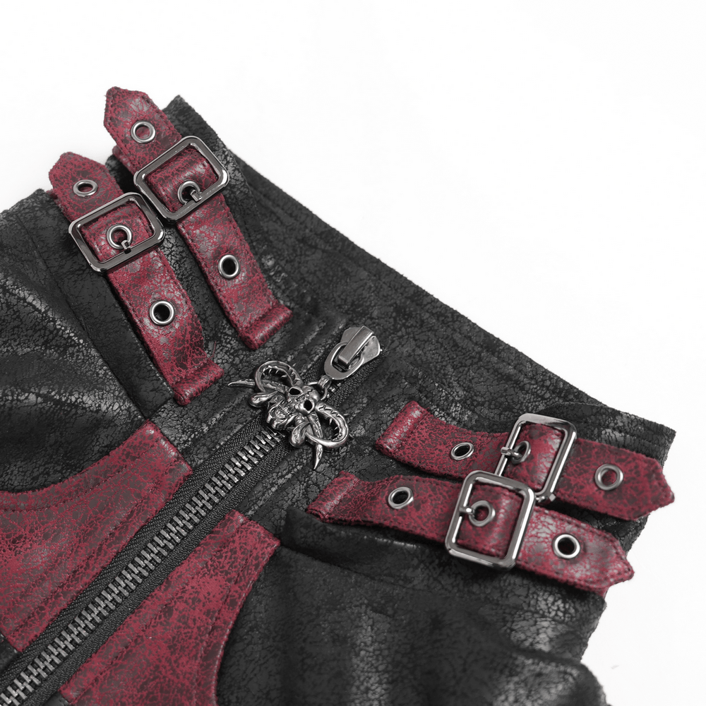 Men's Gothic Hooded Long Coat with Buckle Harness