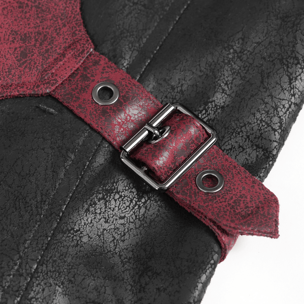 Men's Gothic Hooded Long Coat with Buckle Harness
