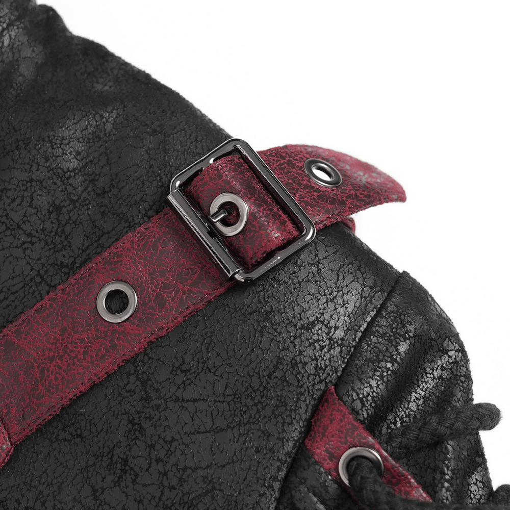 Men's Gothic Hooded Long Coat with Buckle Harness