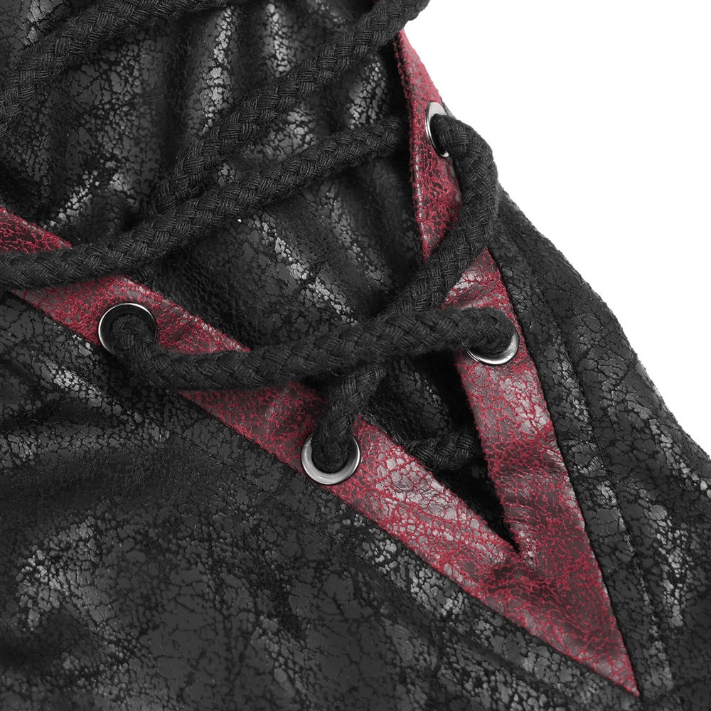 Men's Gothic Hooded Long Coat with Buckle Harness