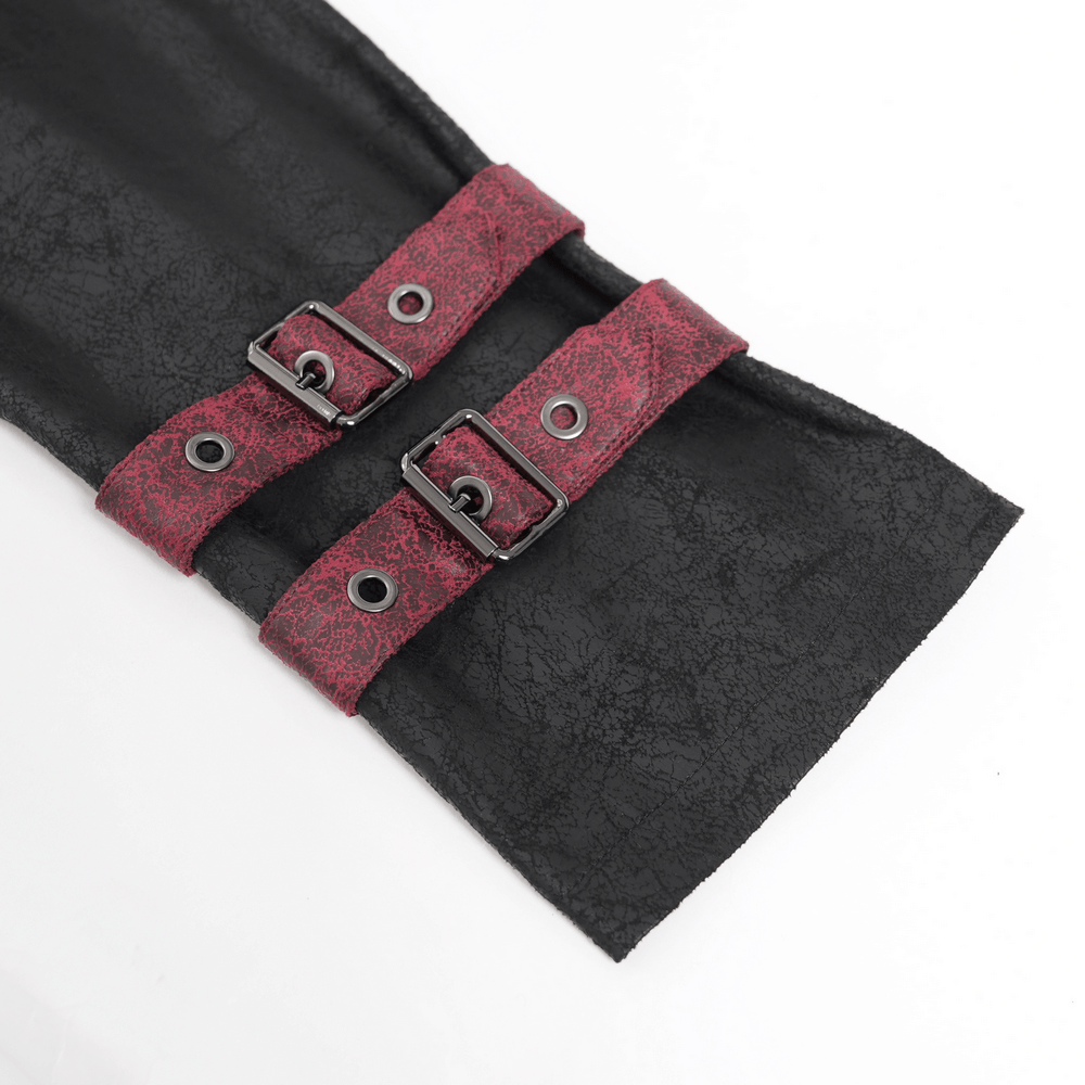 Men's Gothic Hooded Long Coat with Buckle Harness