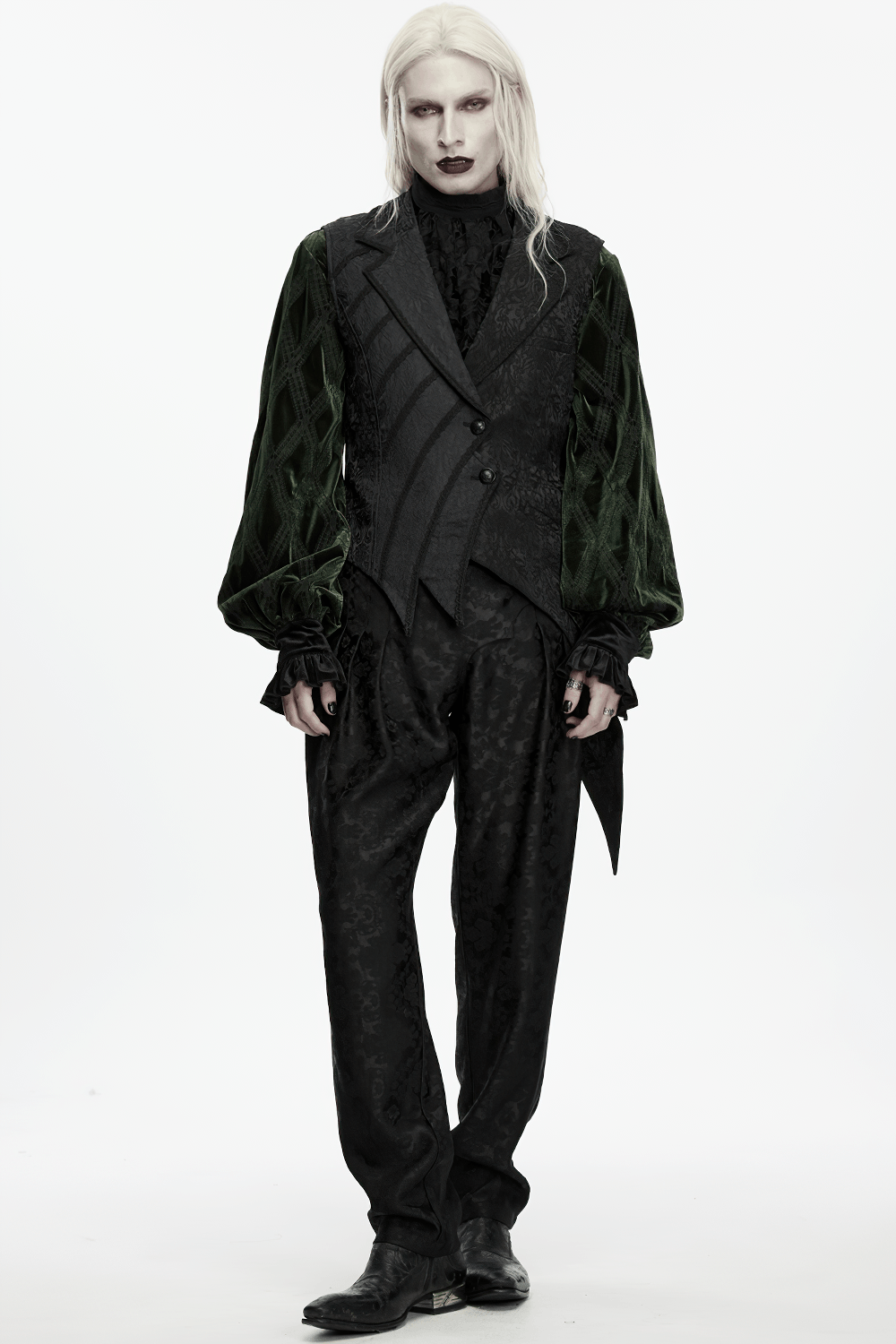 Gilet queue-de-pie asymétrique gothique en jacquard pour homme
