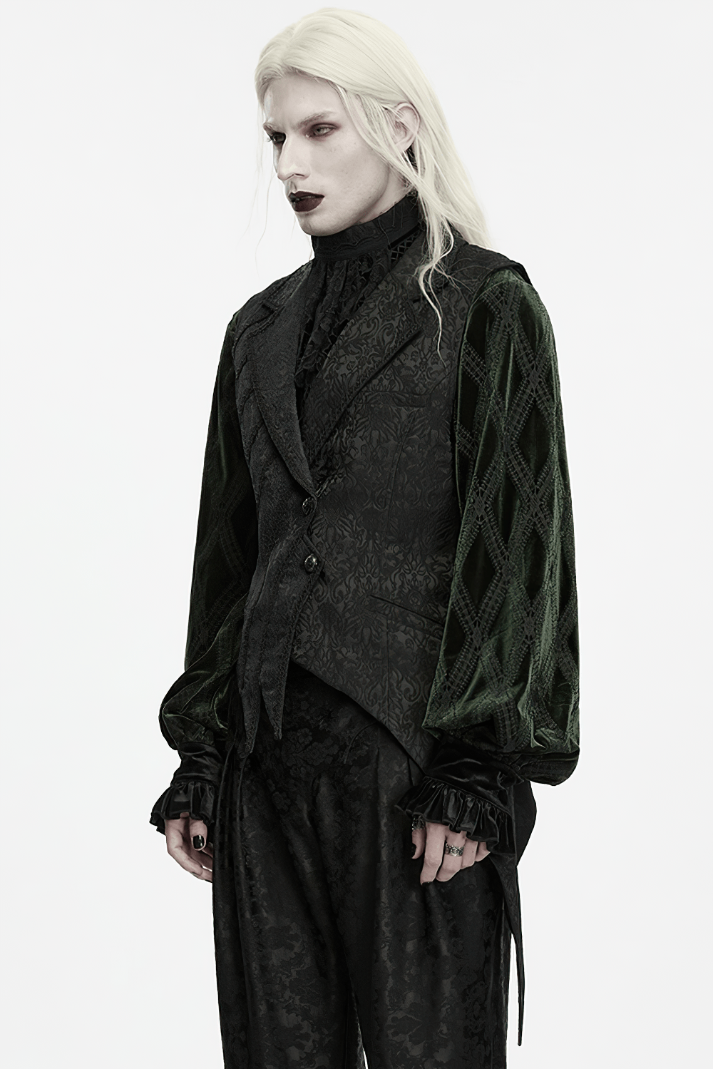 Gilet queue-de-pie asymétrique gothique en jacquard pour homme