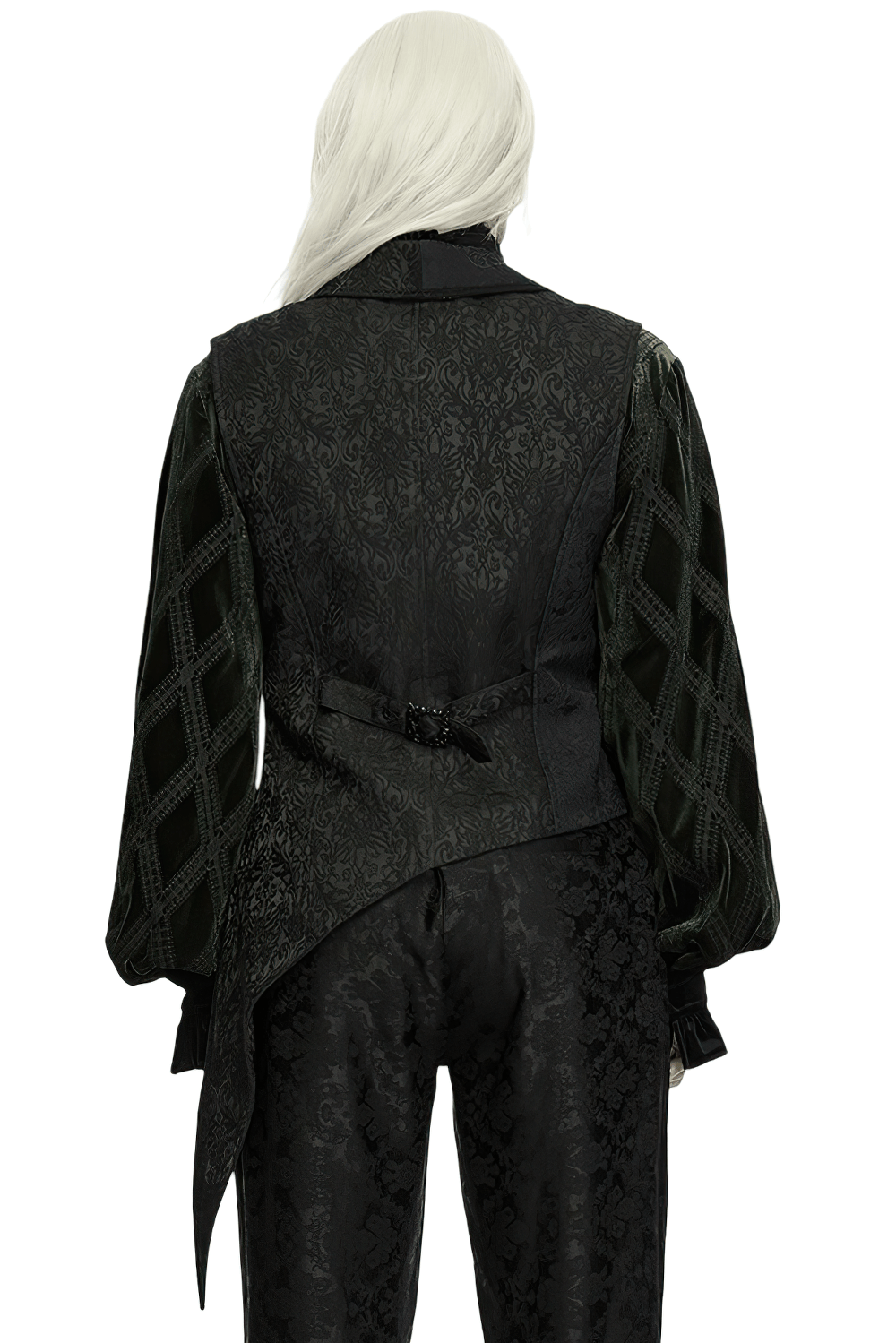 Gilet queue-de-pie asymétrique gothique en jacquard pour homme