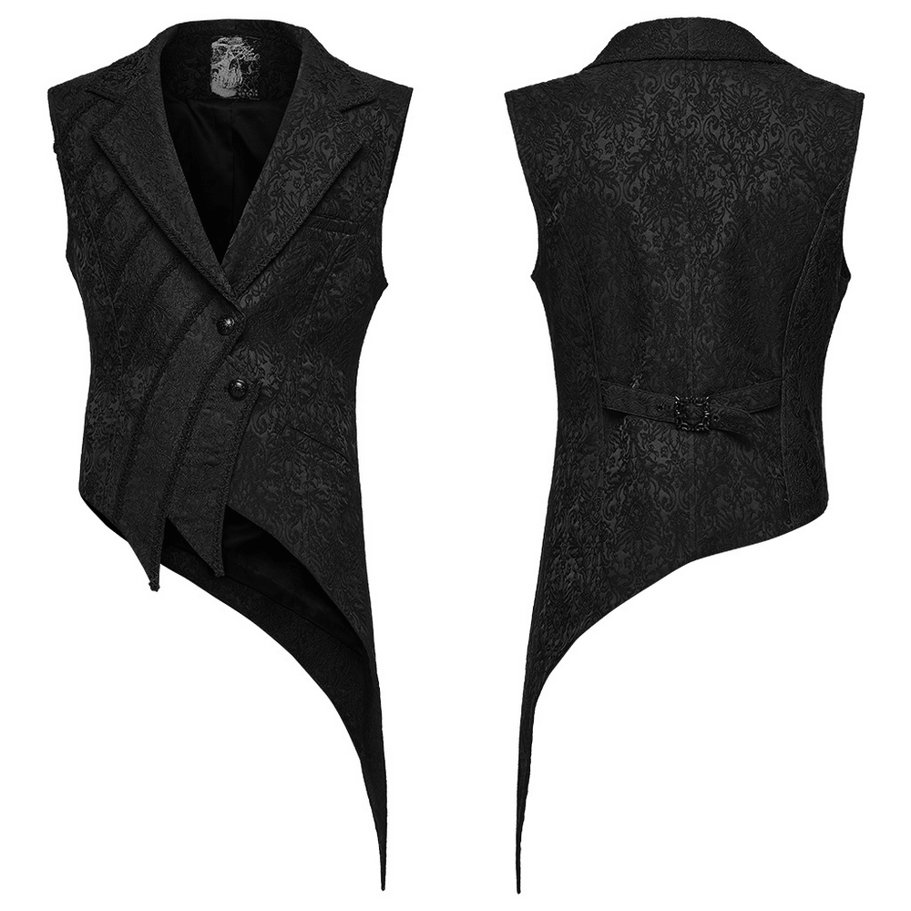Gilet queue-de-pie asymétrique gothique en jacquard pour homme