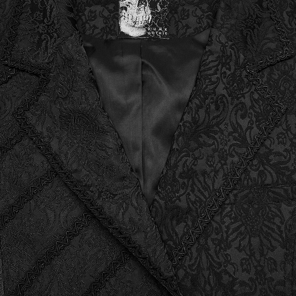 Gilet queue-de-pie asymétrique gothique en jacquard pour homme