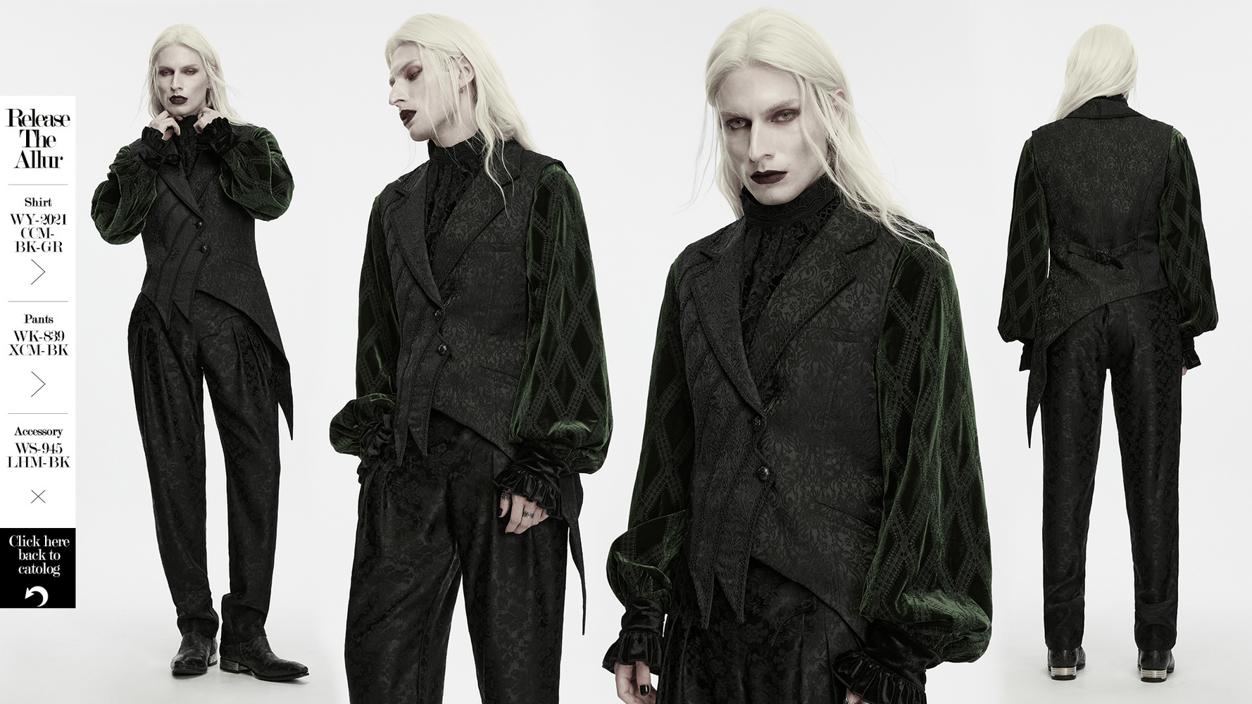 Gilet queue-de-pie asymétrique gothique en jacquard pour homme