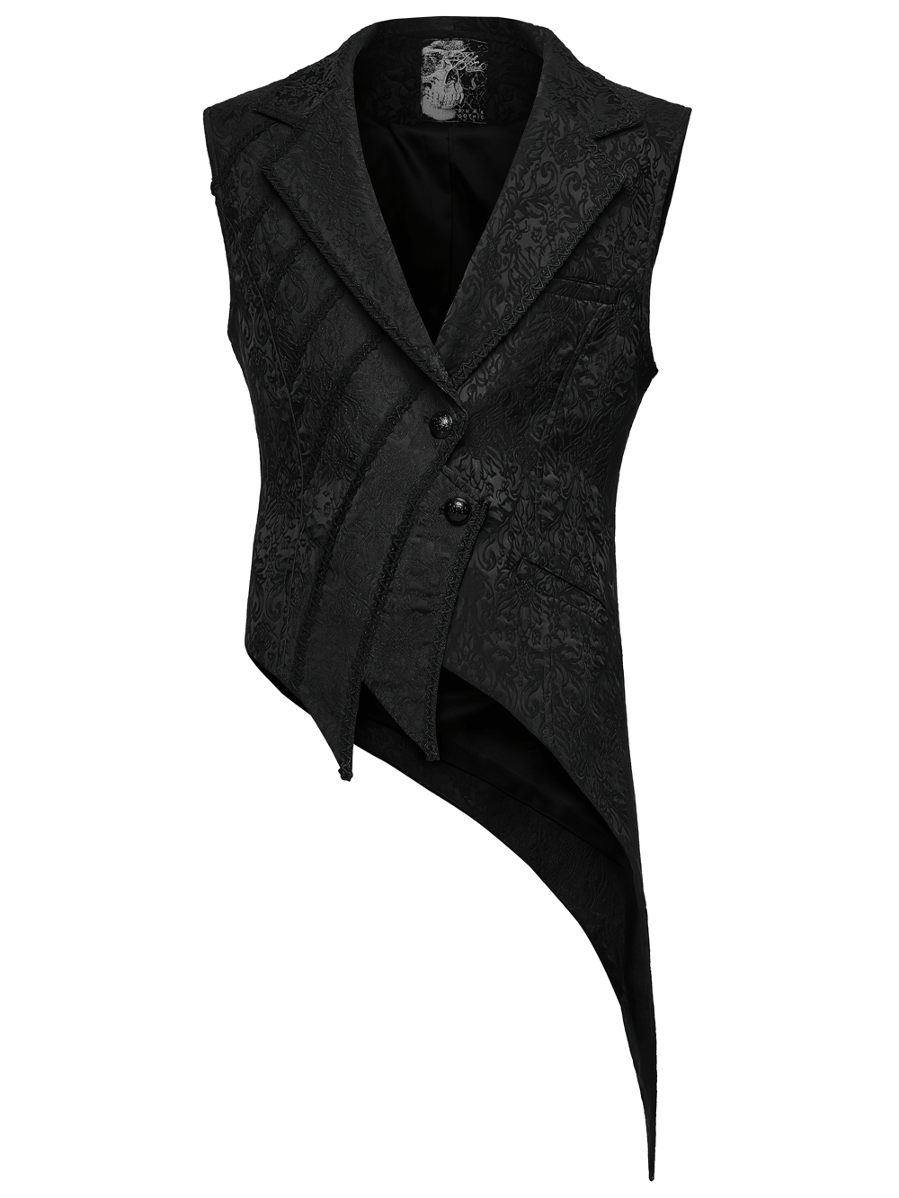 Gilet queue-de-pie asymétrique gothique en jacquard pour homme