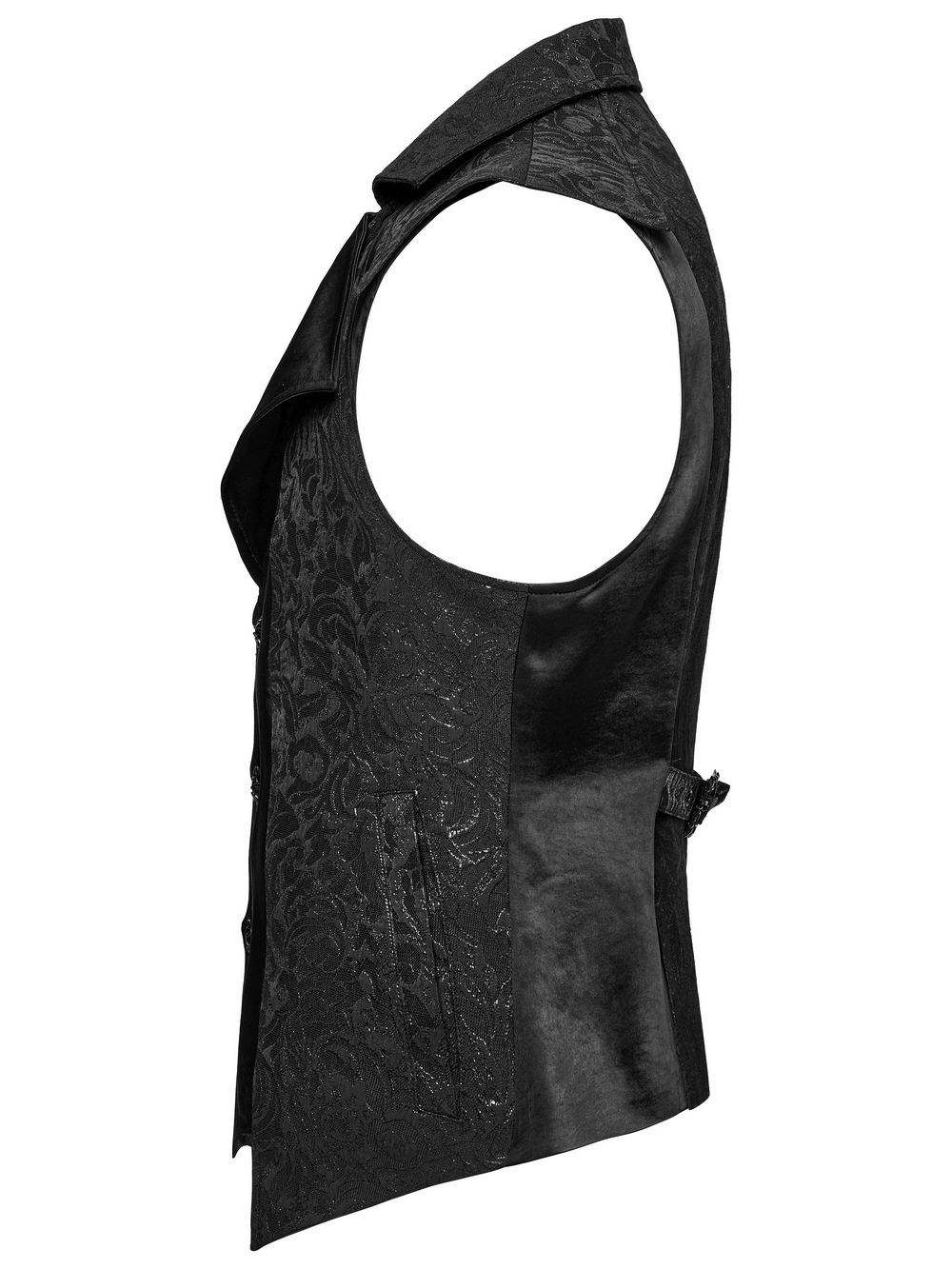 Men's Gothic Jacquard Waistcoat with embossed fabric and stylish collar, perfect for Victorian and steampunk fashion.