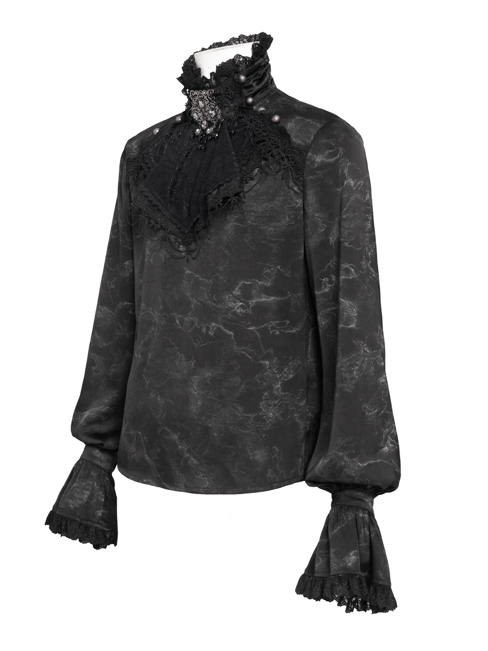 Men's Gothic Lace Jabot Shirt with Victorian Flare Cuffs