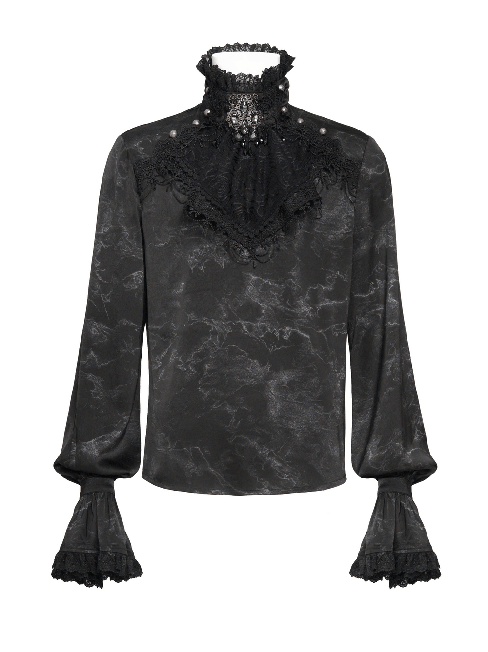 Men's Gothic Lace Jabot Shirt with Victorian Flare Cuffs