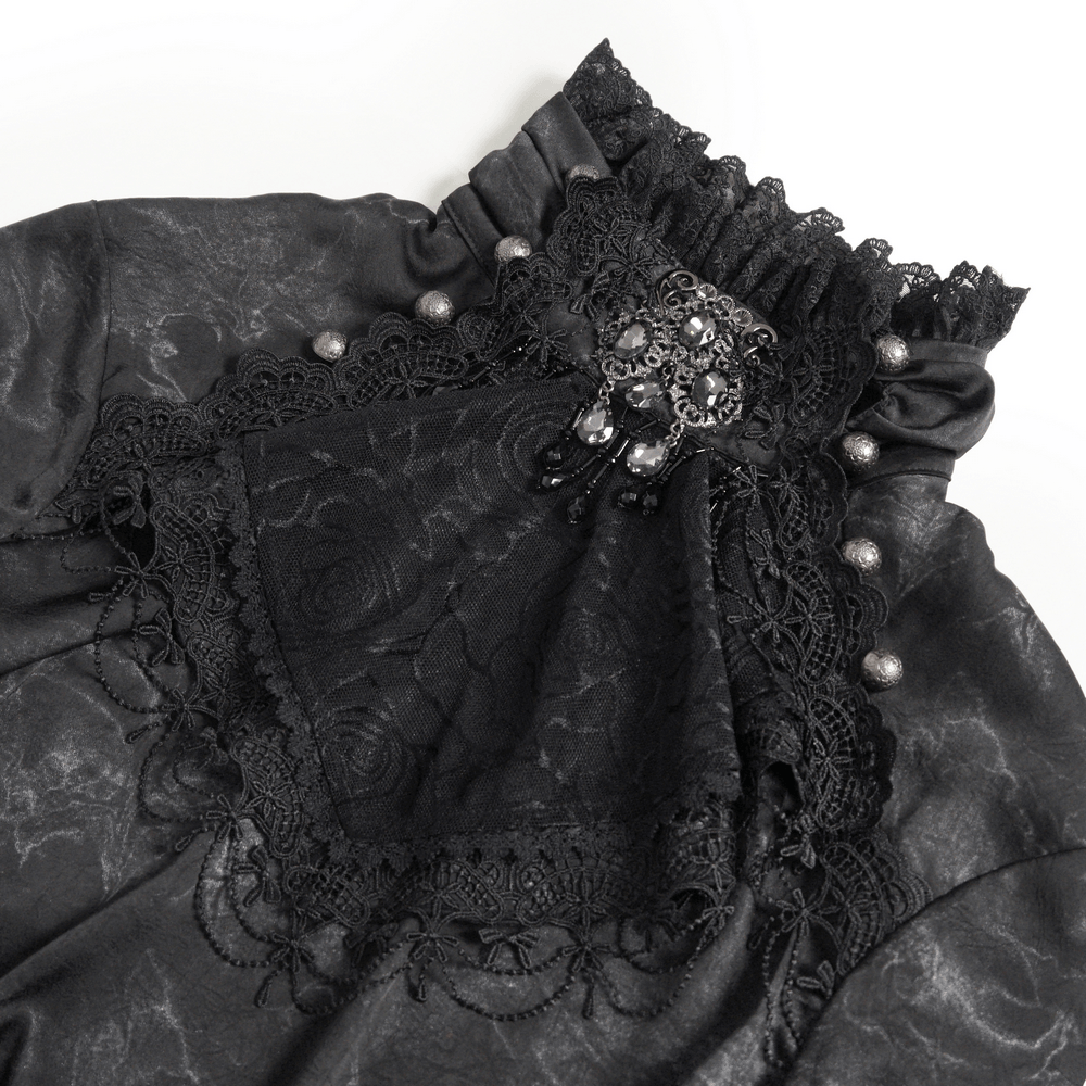 Men's Gothic Lace Jabot Shirt with Victorian Flare Cuffs