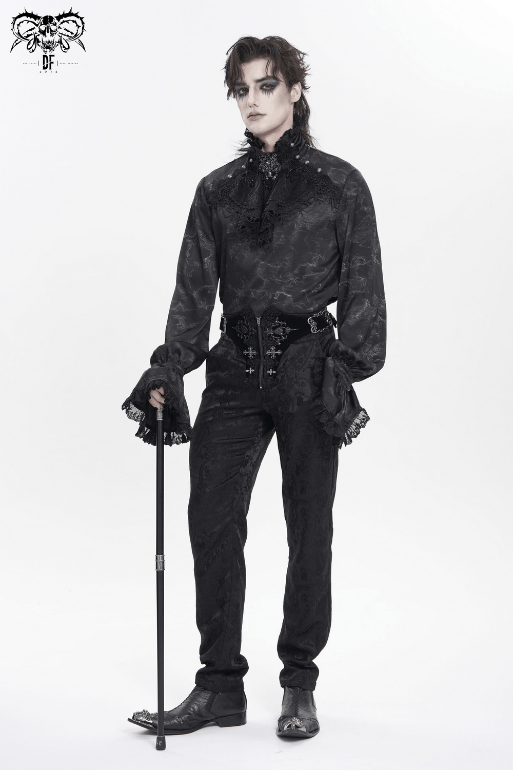 Men's Gothic Lace Jabot Shirt with Victorian Flare Cuffs