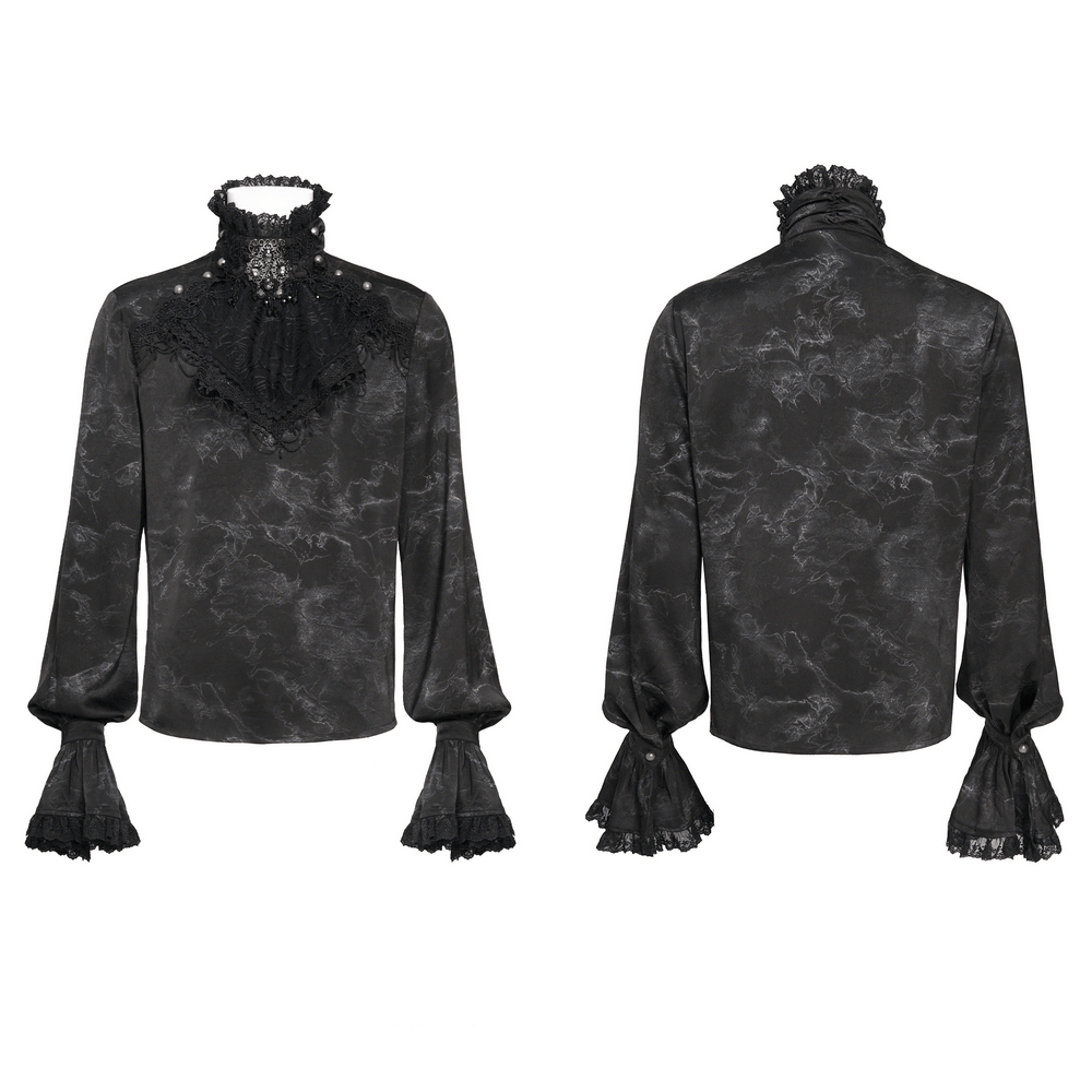 Men's Gothic Lace Jabot Shirt with Victorian Flare Cuffs