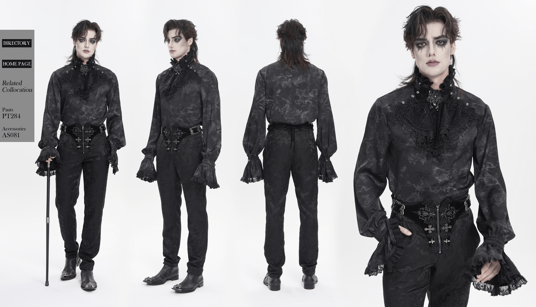 Men's Gothic Lace Jabot Shirt with Victorian Flare Cuffs
