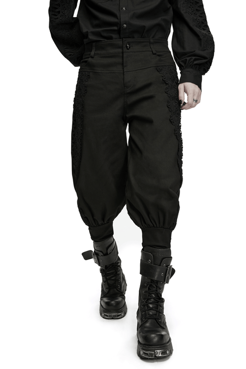 Men's Gothic Lace Panel Lantern Military Cargo Pants