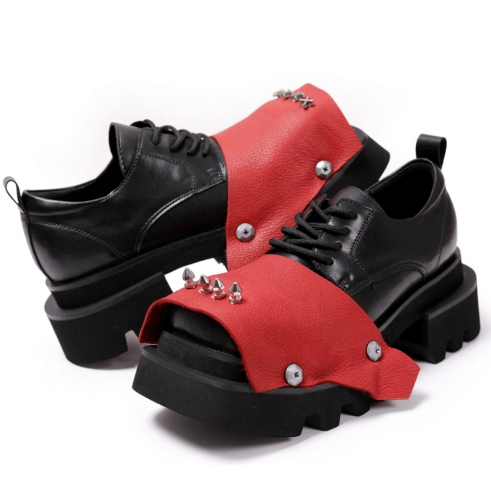 Zapatos góticos de hombre con cordones, suela dentada resistente y superposición