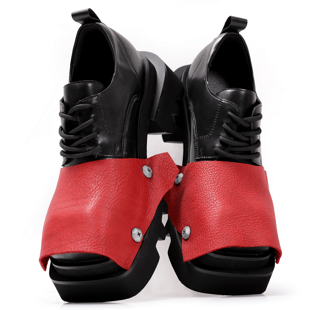 Zapatos góticos de hombre con cordones, suela dentada resistente y superposición