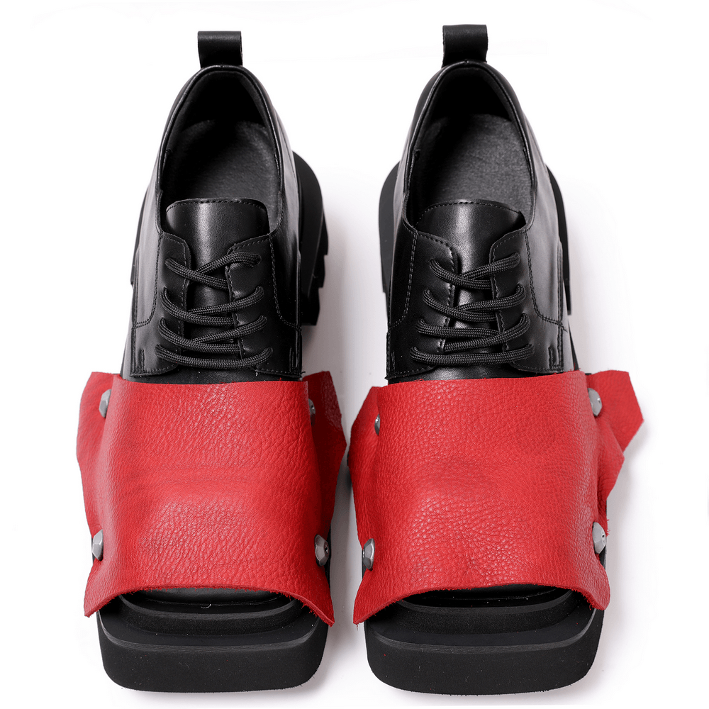 Zapatos góticos de hombre con cordones, suela dentada resistente y superposición