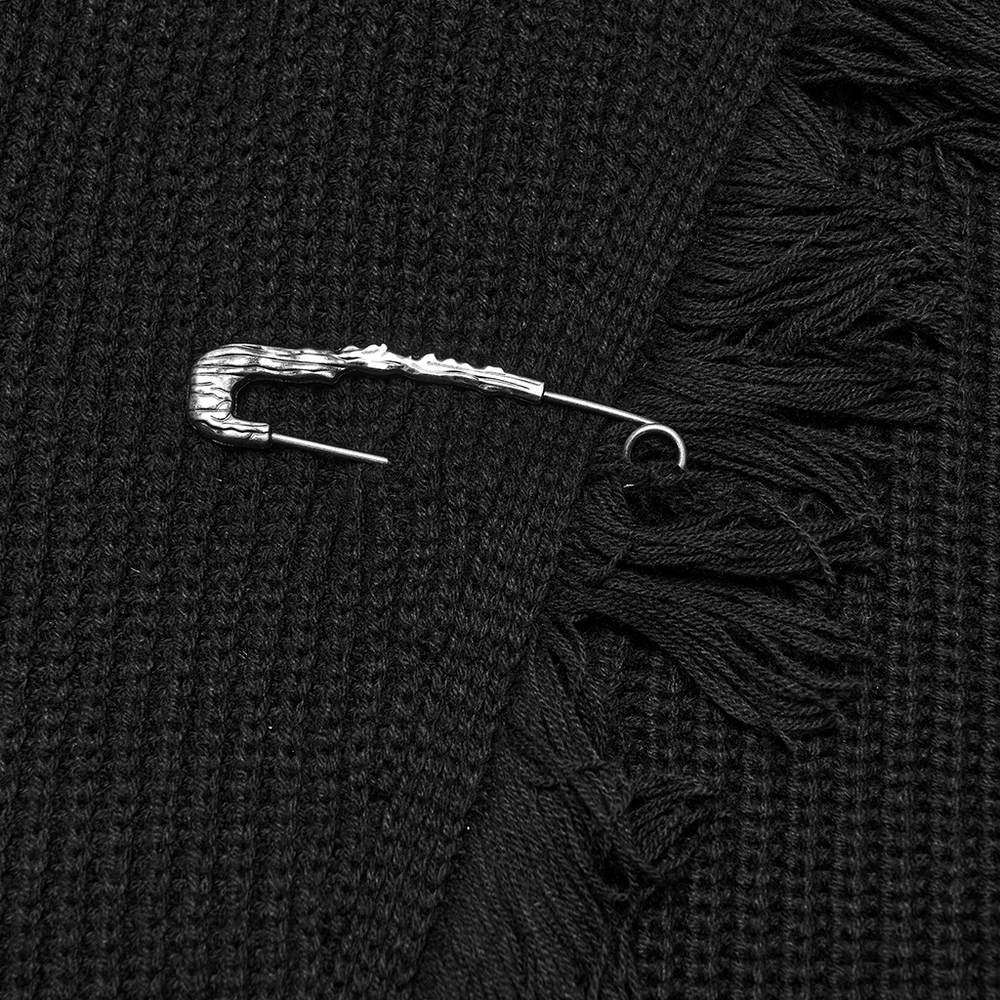 Gothischer Longline-Strickcardigan für Herren mit ausgefransten Kanten