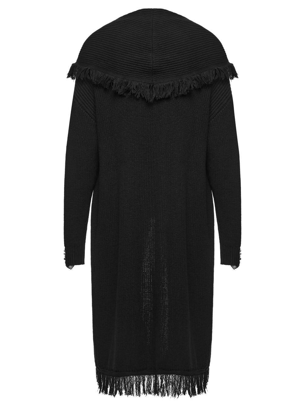 Gothischer Longline-Strickcardigan für Herren mit ausgefransten Kanten