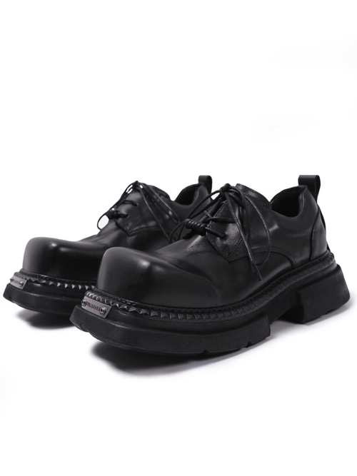 Men's Gothic Punk Black Lace Up Chunky Derby Shoes