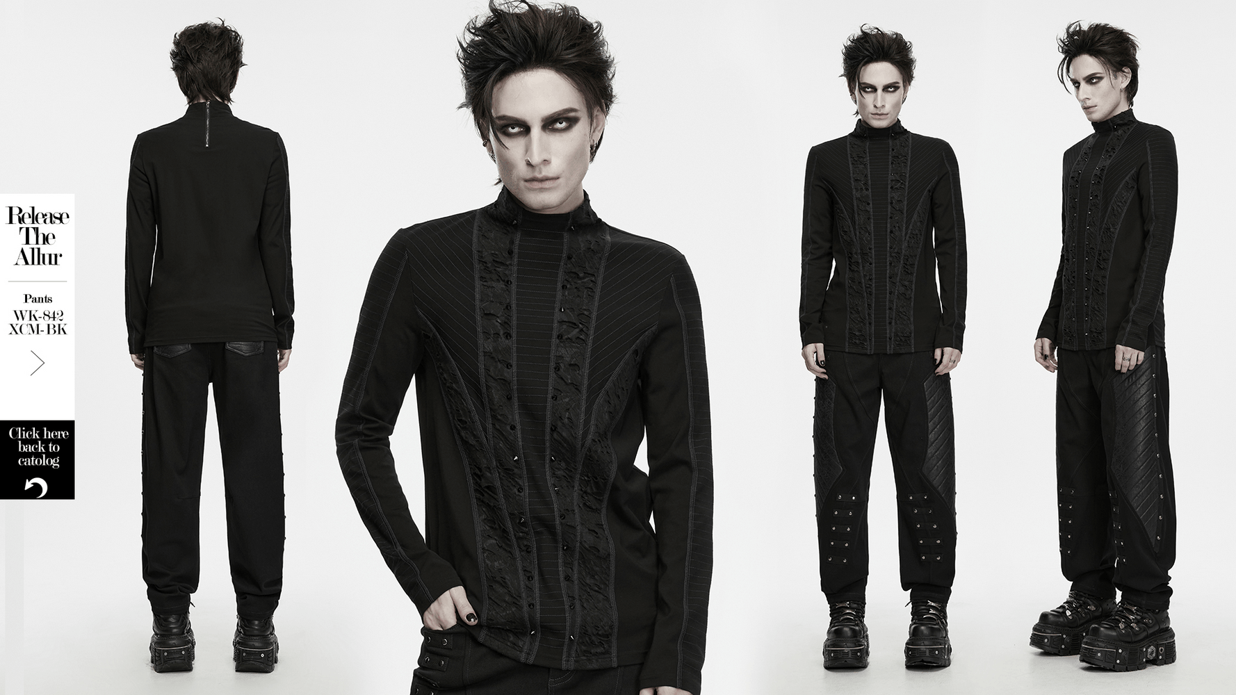 Haut à manches longues en maille géométrique gothique punk pour homme