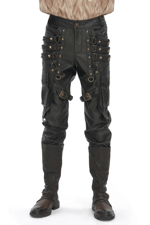 Pantalon en similicuir gothique punk pour homme avec clous