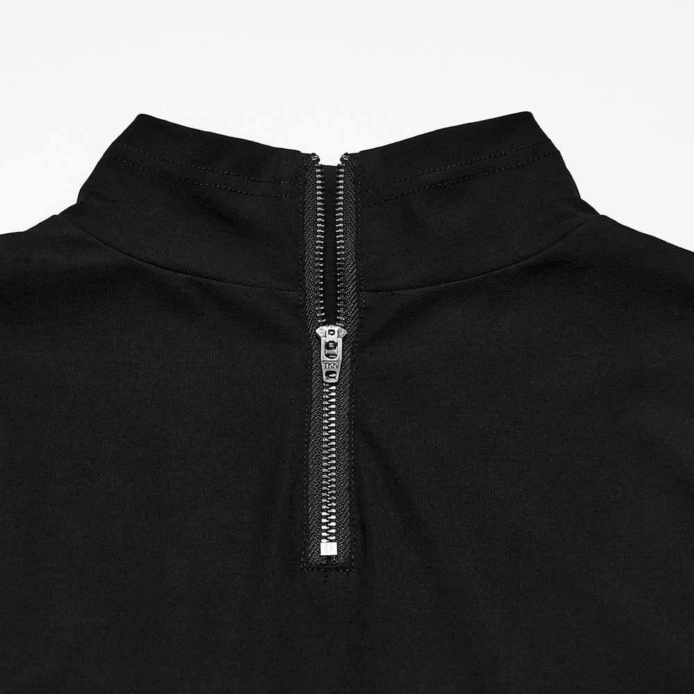 Langärmliges Herren-Oberteil im Gothic-Punk-Stil mit geometrischem Strickmuster