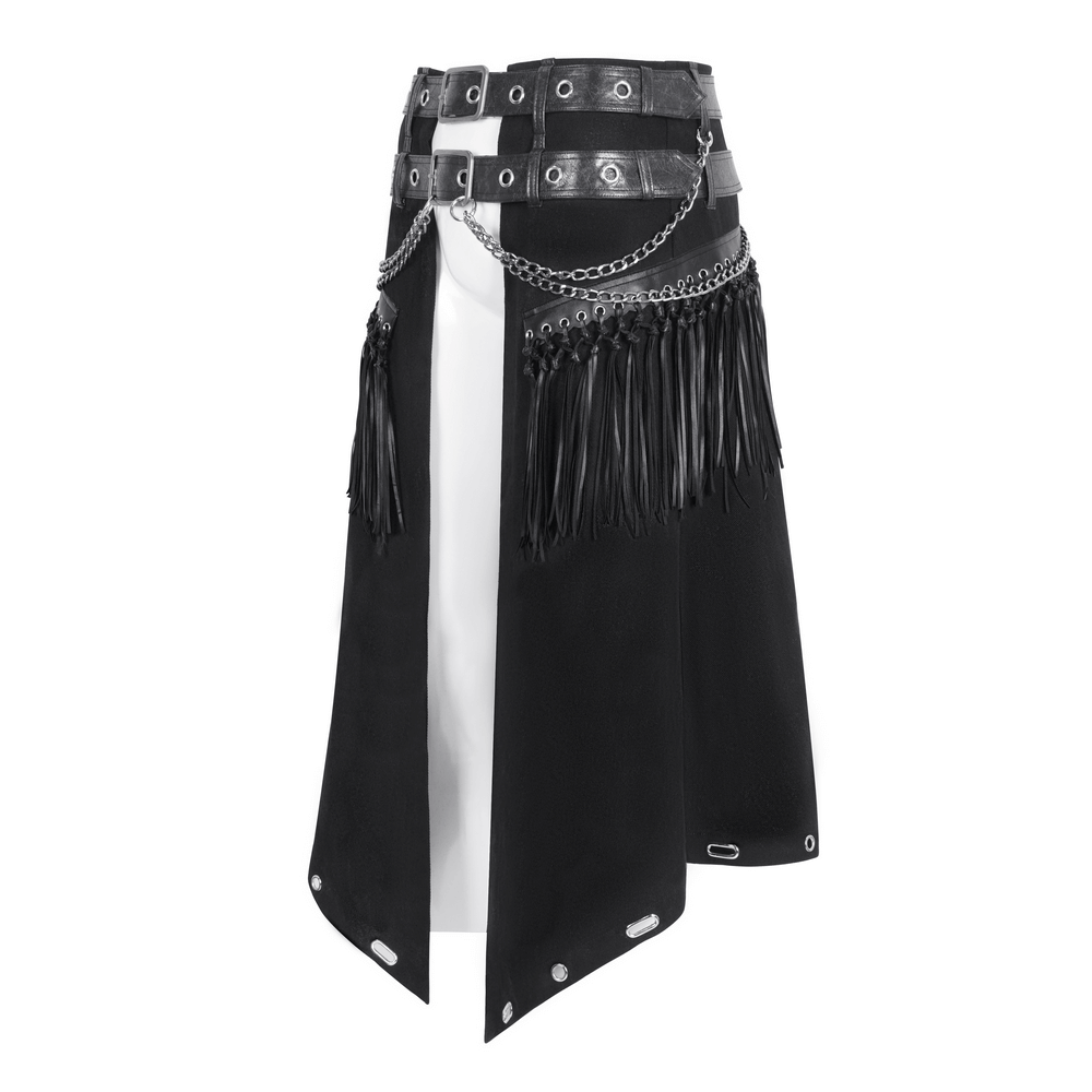 Men's Gothic Punk Kilt with Double Belt and Chains