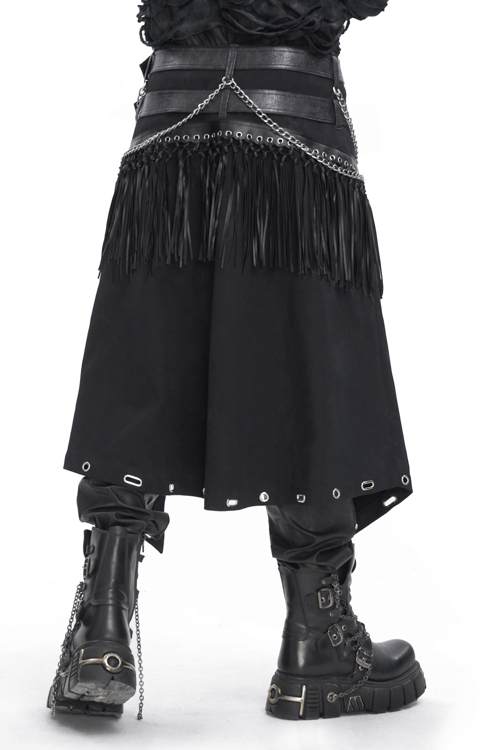 Men's Gothic Punk Kilt with Double Belt and Chains