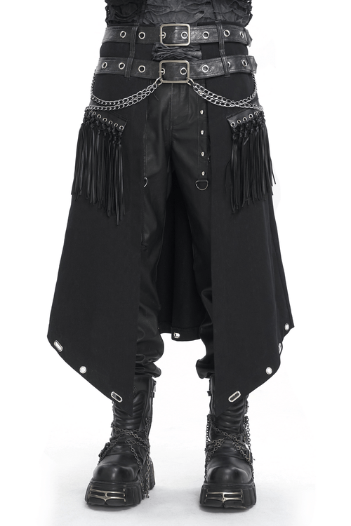 Kilt gothique punk pour hommes avec double ceinture et chaînes