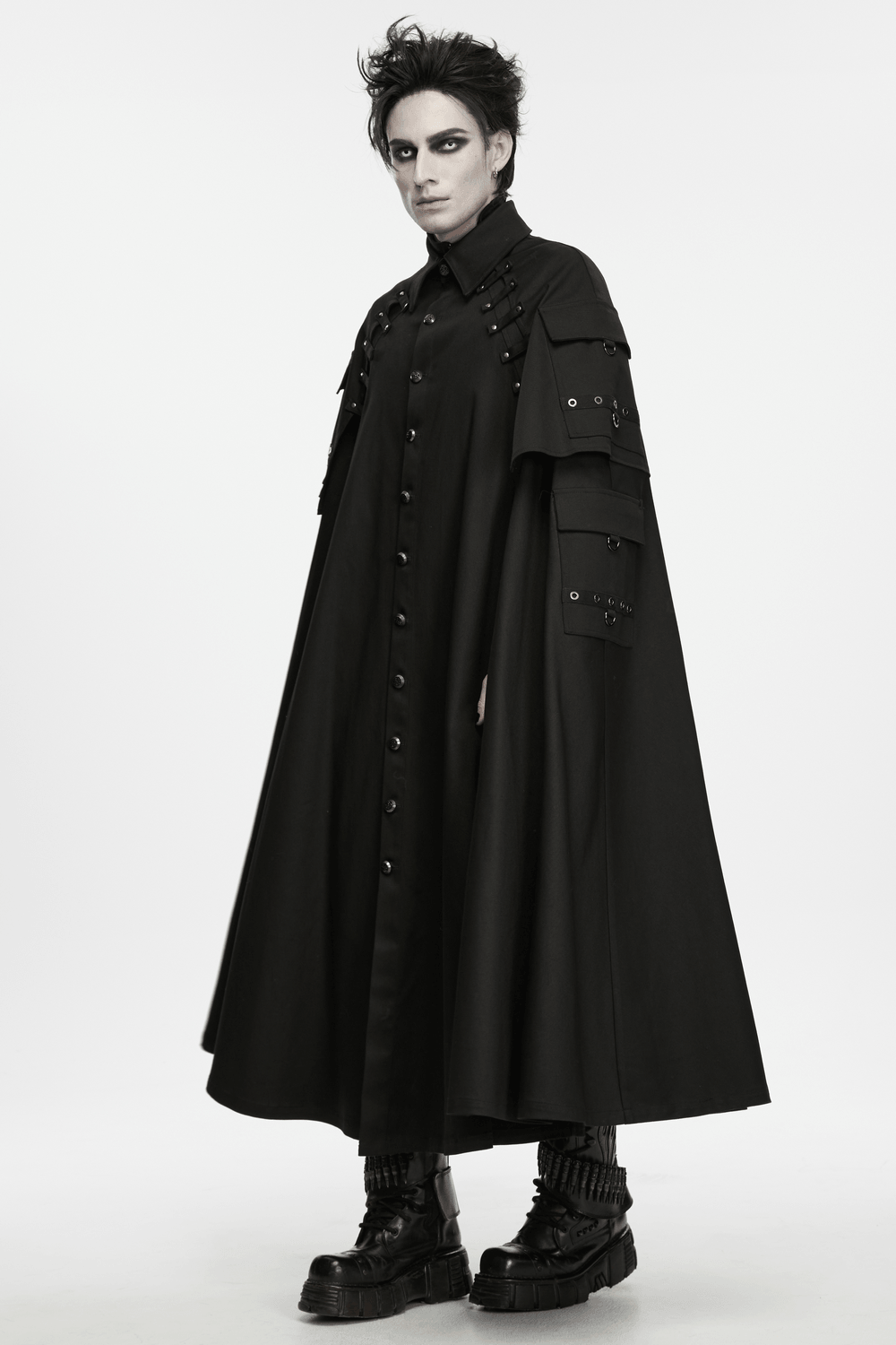 Top de punto geométrico gótico punk de manga larga para hombre