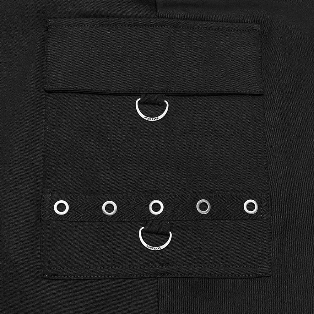 Top de punto geométrico gótico punk de manga larga para hombre