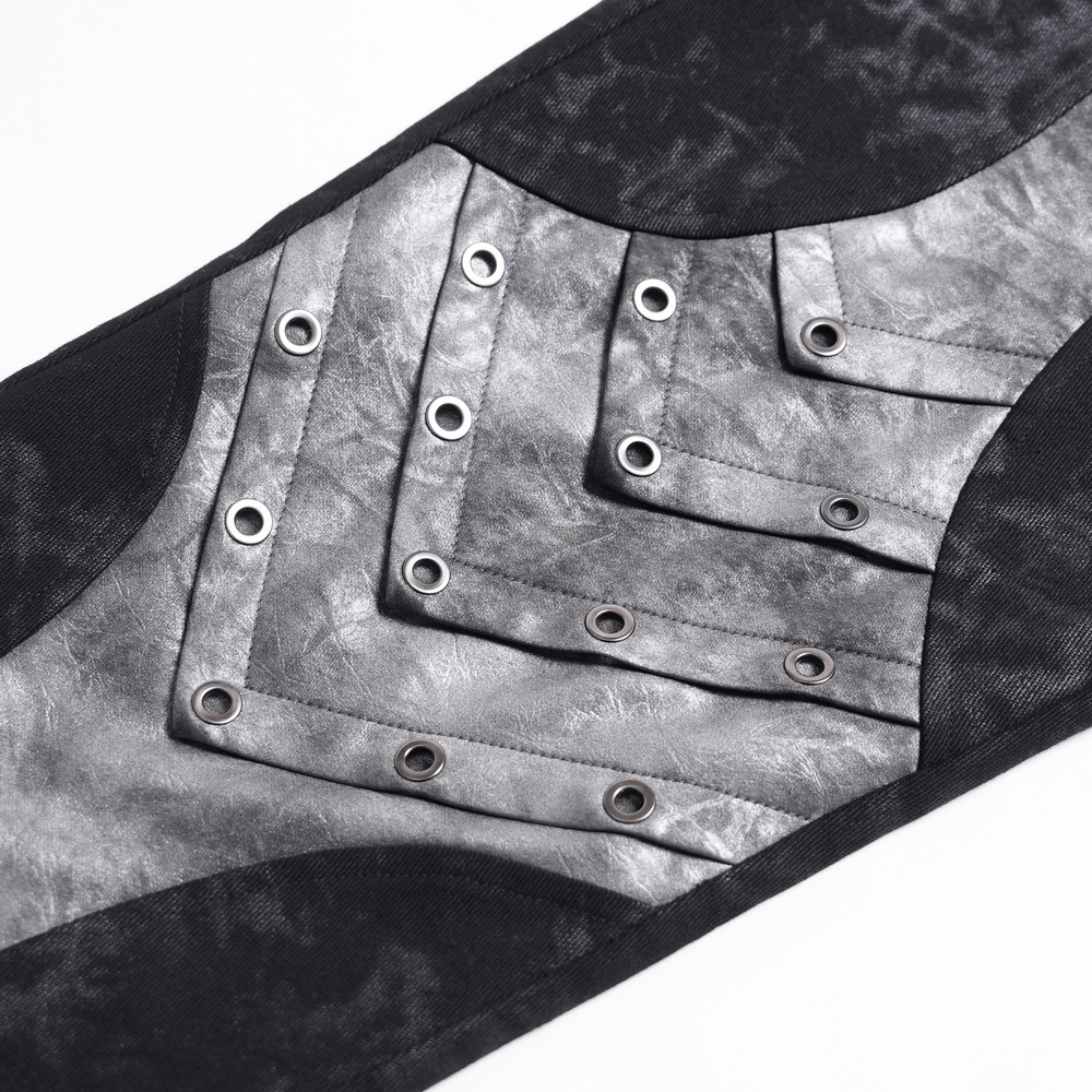 Men's Gothic Punk Pants with Silver Grommet Panels
