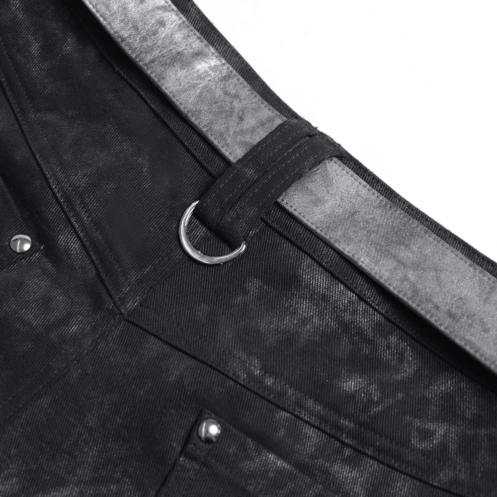 Men's Gothic Punk Pants with Silver Grommet Panels