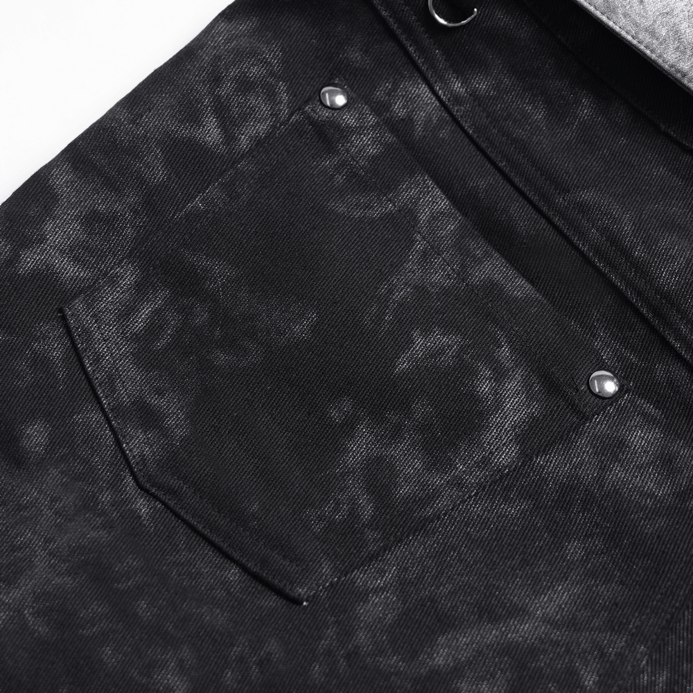 Men's Gothic Punk Pants with Silver Grommet Panels