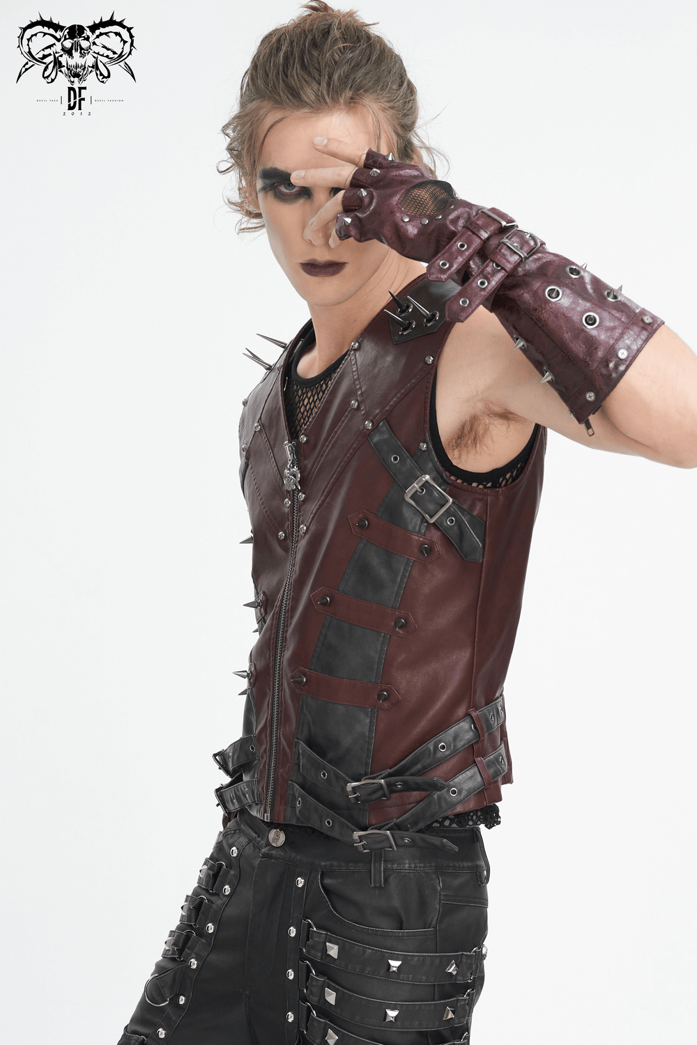 Men's Gothic Punk Studded Synthetic Leather Vest