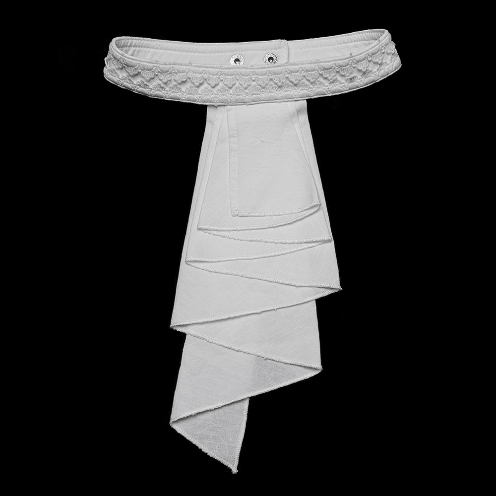 Men's Gothic Ruffled Cotton Shirt with Detachable Collar - Elegant white layered collar with lace detail.