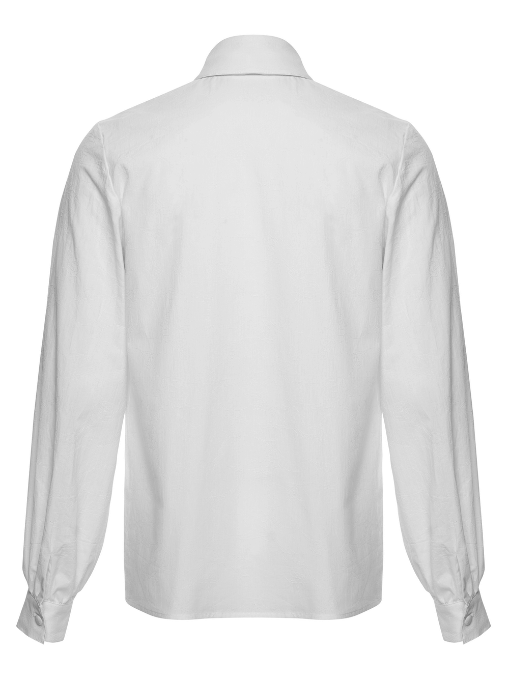 Men's Gothic Ruffled Cotton Shirt with Detachable Collar back view, showcasing the elegant cotton fabric and sleeve detail.