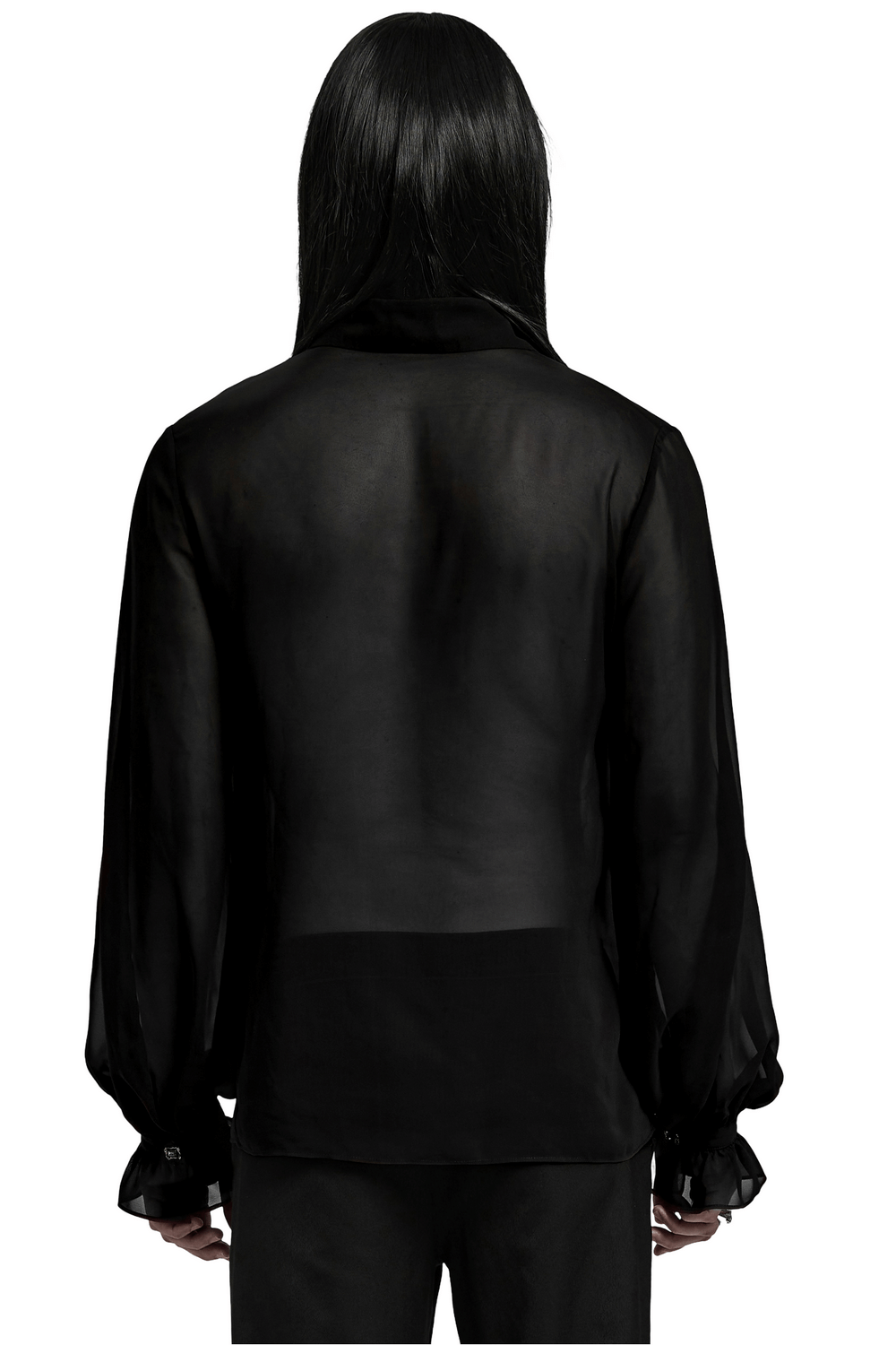 Chemise gothique pour hommes : mousseline transparente avec lacets sur le devant