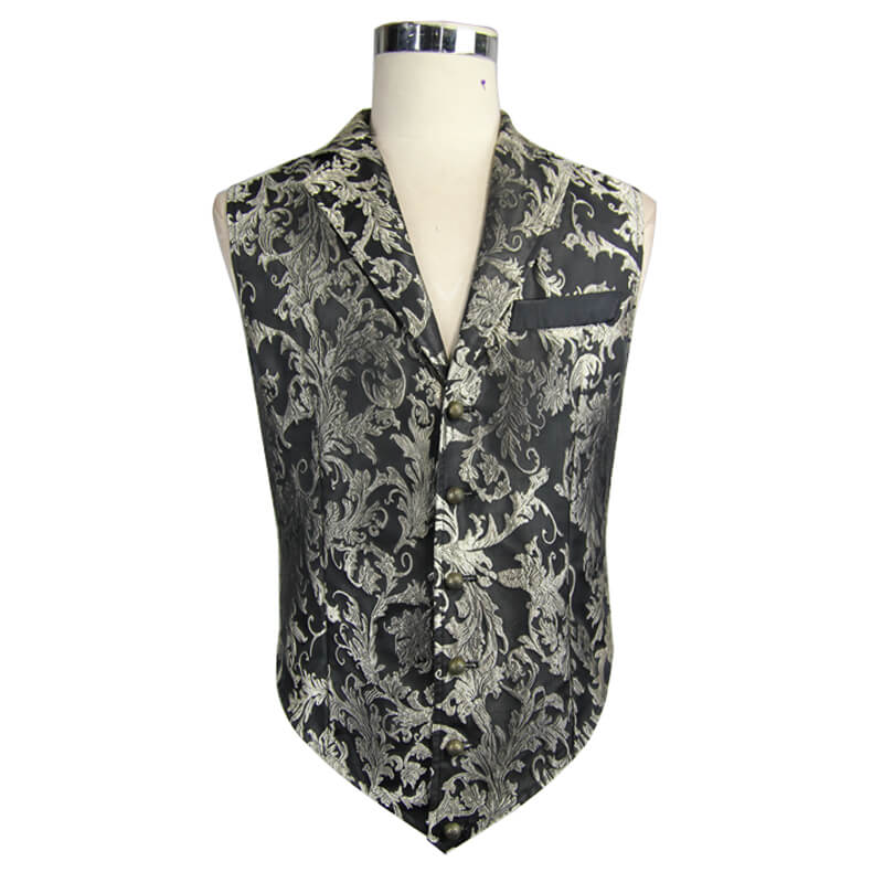 Men's Gothic Sleeveless Embroidered Waistcoat / Steampunk Turn-down Collar Double Breasted Waistcoats - HARD'N'HEAVY