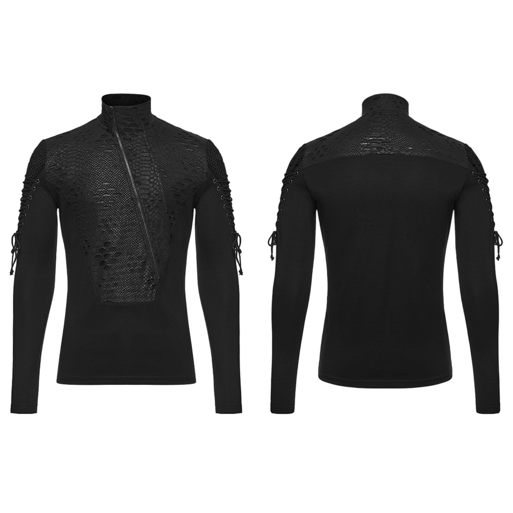 Men's Gothic Snake Texture Techwear Turtleneck Top
