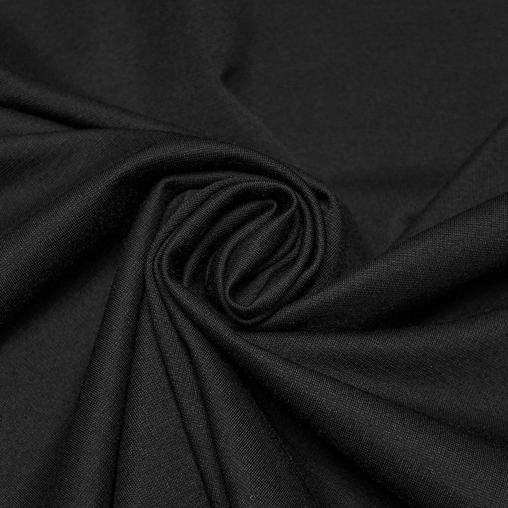 Men's Gothic Snake Texture Techwear Turtleneck Top black stretch knit fabric with sleek textured details