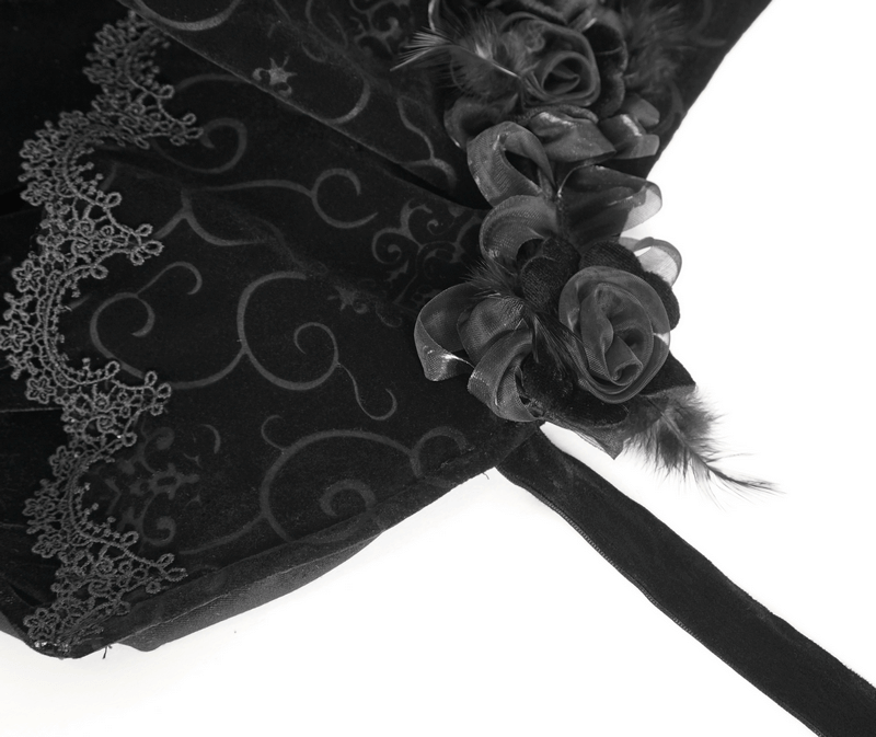 Men's gothic cloak featuring luxurious velvet, intricate lace, and elegant black roses for a dark elegant look.