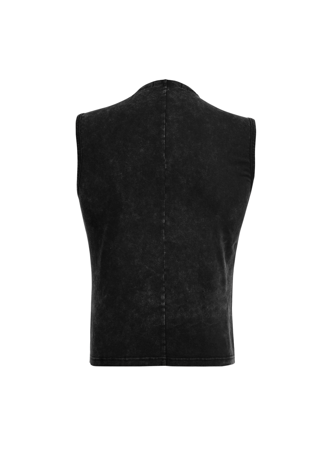 Back view of Men's Gothic Vest in black with a smooth, modern design for edgy style.