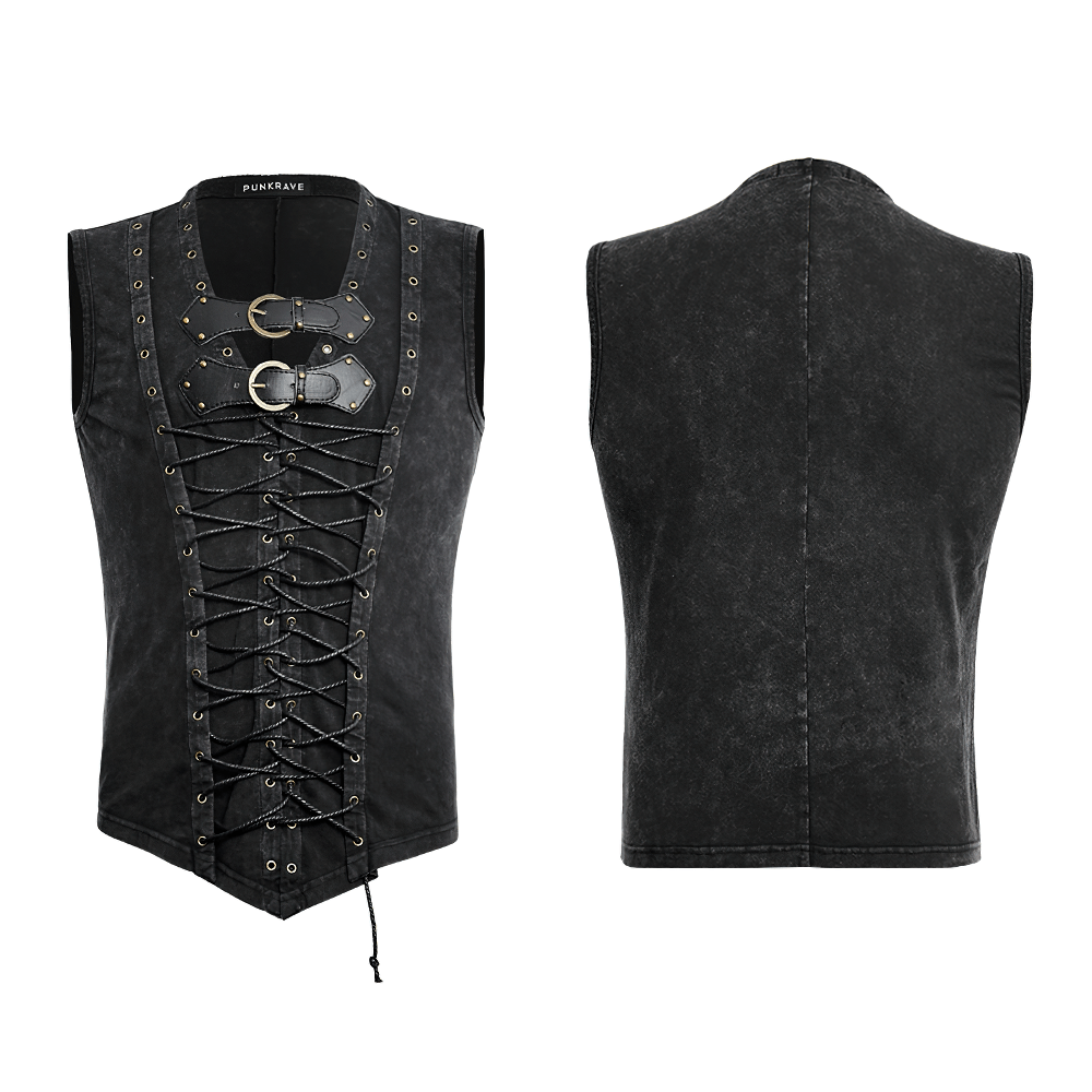 Men's Gothic Vest with Front Strap Detail And Buckles