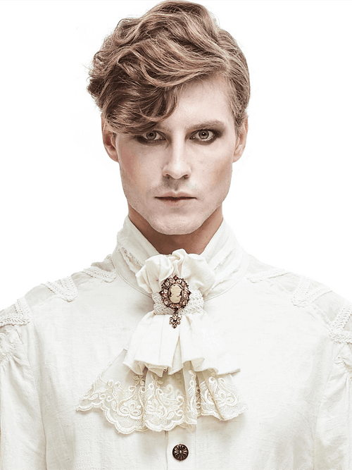 Men's Gothic White Cotton Tie for Shirt / Gorgeous Retro Neckties / Alternative Fashion