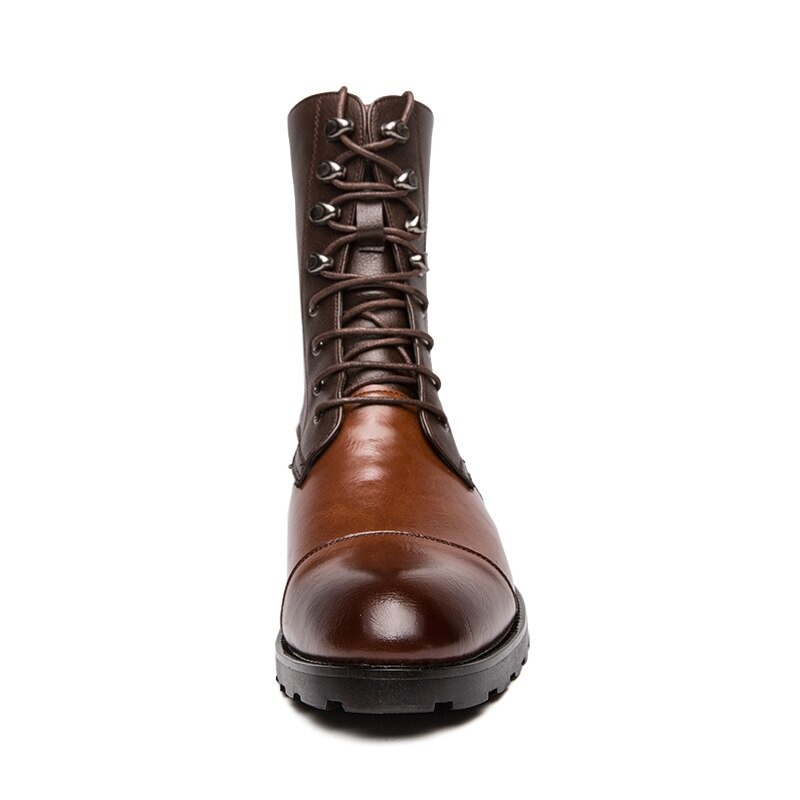 Men's High Top Boots Lace-up / Vintage Leather Footwear British Style / Casual Comfy Male Shoe - HARD'N'HEAVY